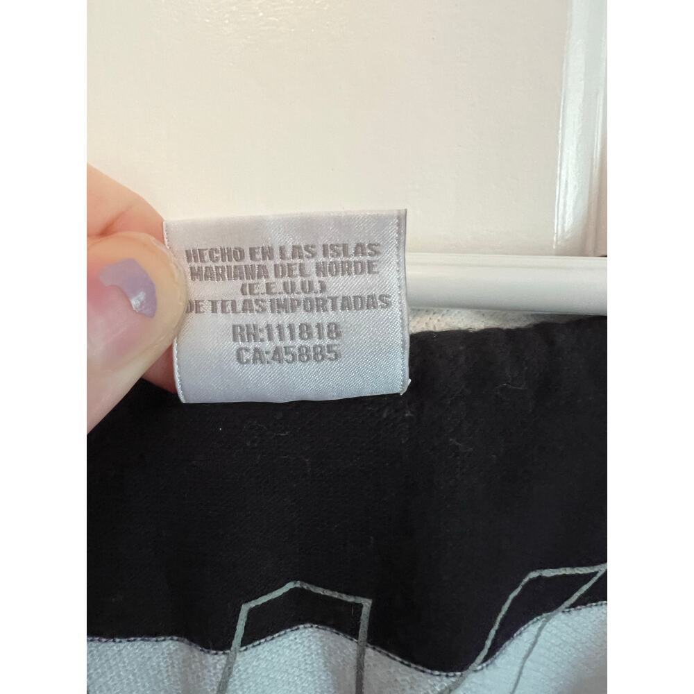 Vintage Michael Kors Black White Stripe Top Raw Edge Neck Y2K T Shirt Women's S - Picture 6 of 14